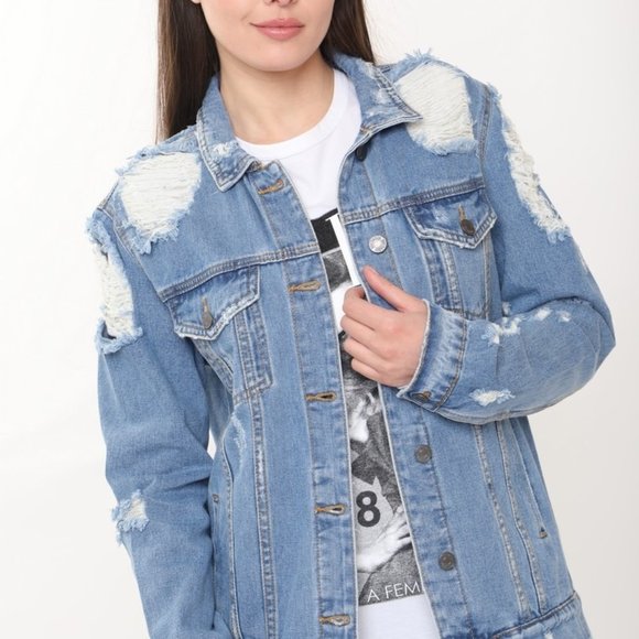 Distressed Denim Jacket - Picture 3 of 8